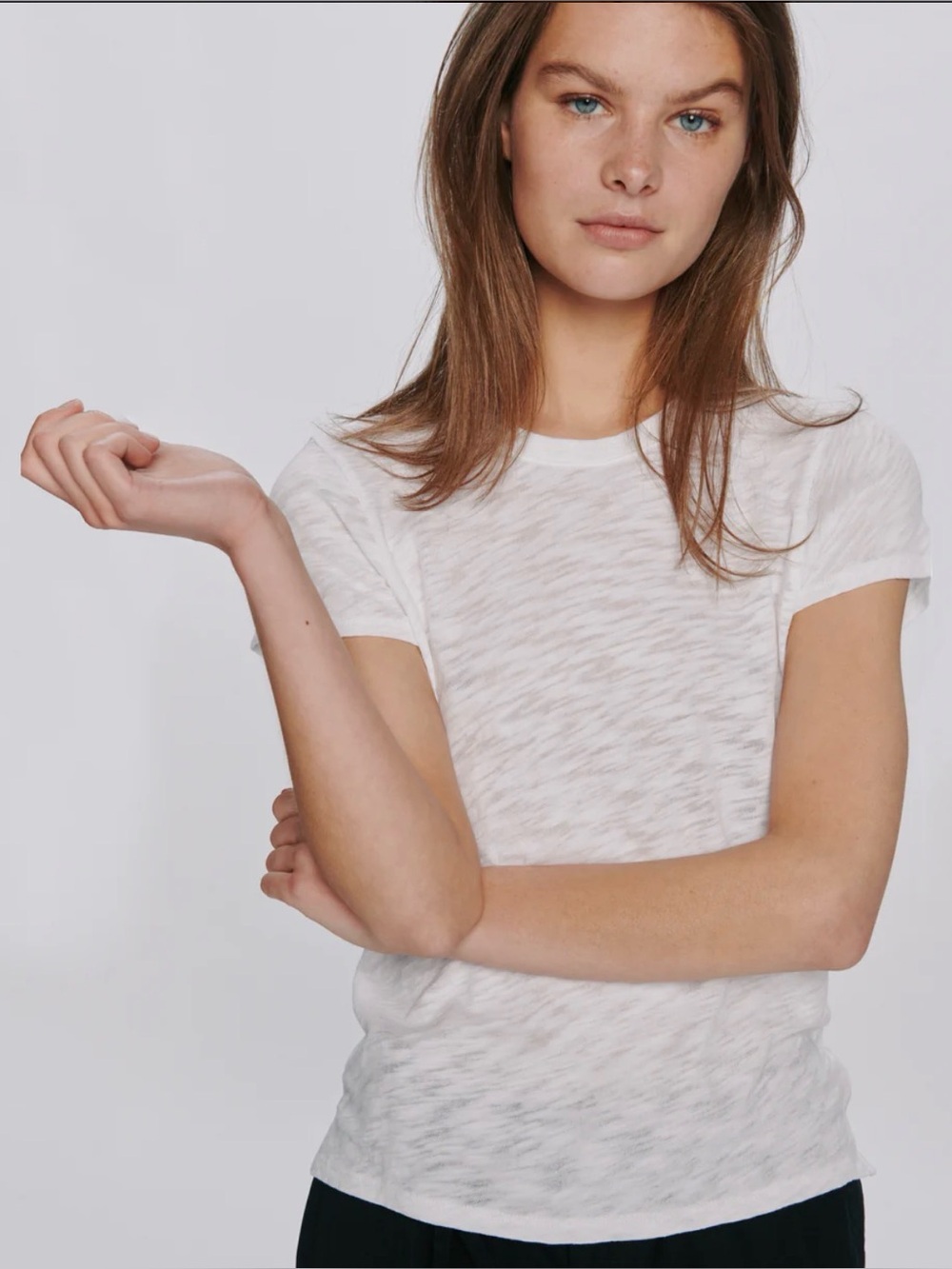 NWT ATM Anthony Thomas Melillo White Slub Cotton Crewneck Tee Size Medium